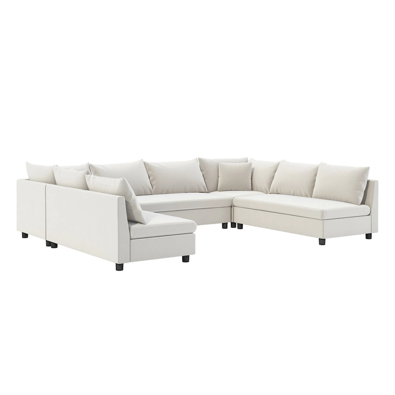 116 Chenille U-Shaped Modular Sectional Sofa, 8-Seater