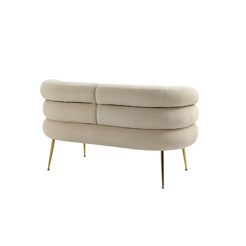 Velvet Upholstered Tubulous Accent Long Chair With Golden feet