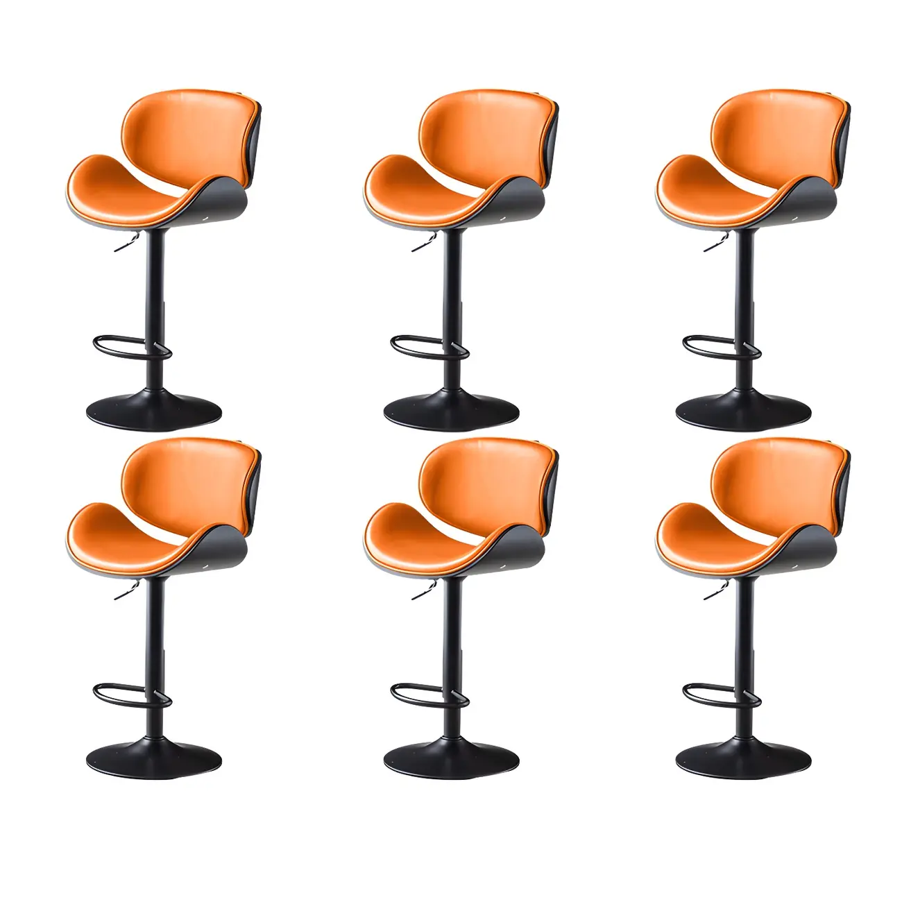 Arched Blackish Green Leather Swivel Adjustable Bar Stool