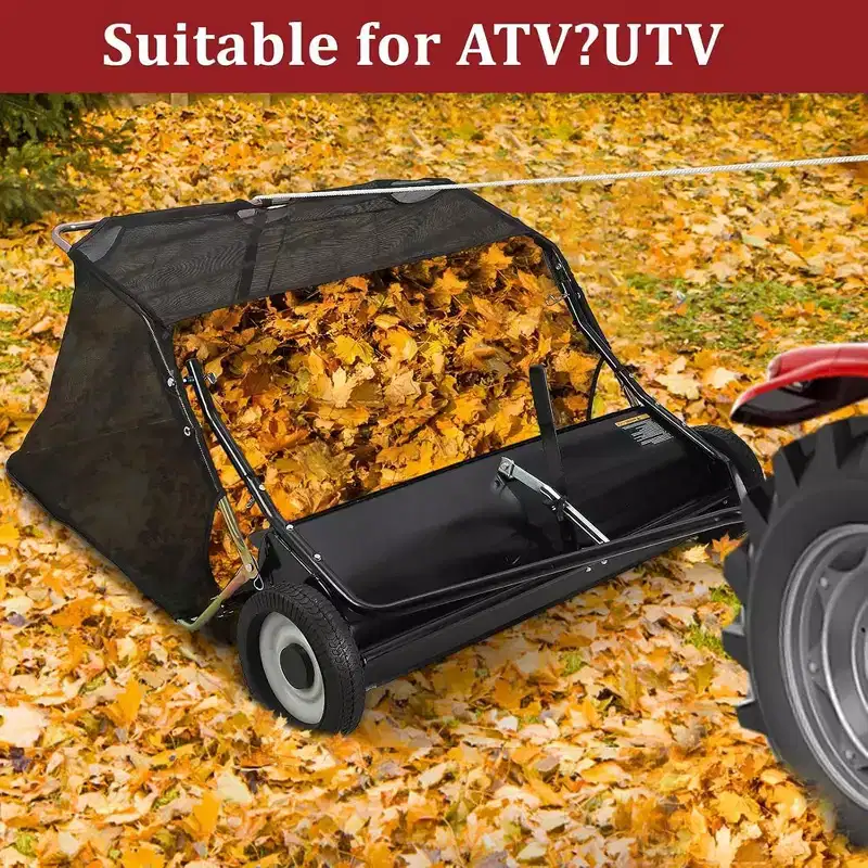 48 Inch Tow Behind Lawn Sweeper,Large Capacity Heavy Duty Leaf with Adjustable Sweeping Height