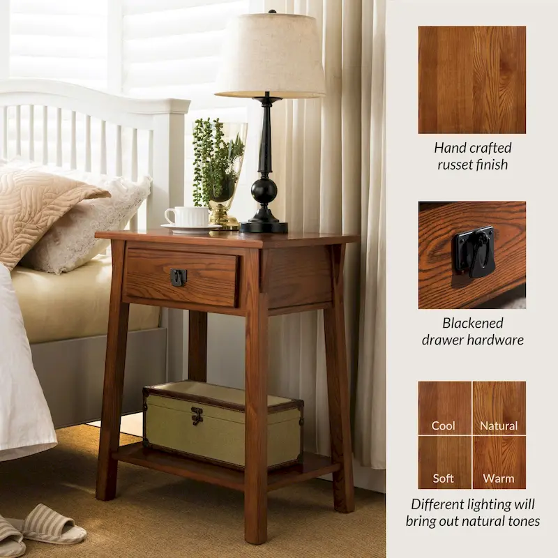 Solid Wood Mission End Table with Drawer