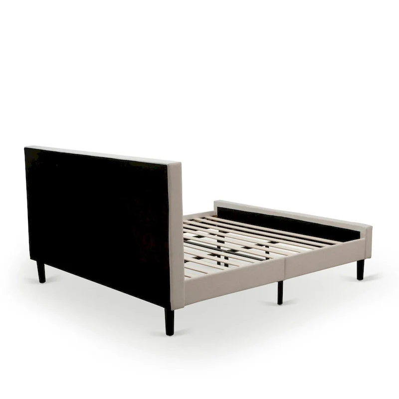 King Bedroom Set with 1 Bed and a Wire Brushed Butter Cream End Table - Mist Beige Linen Fabric Bed(Pieces Option)