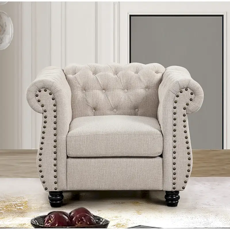 Sofa Chair Tufted Upholstered Chesterfield Armchair