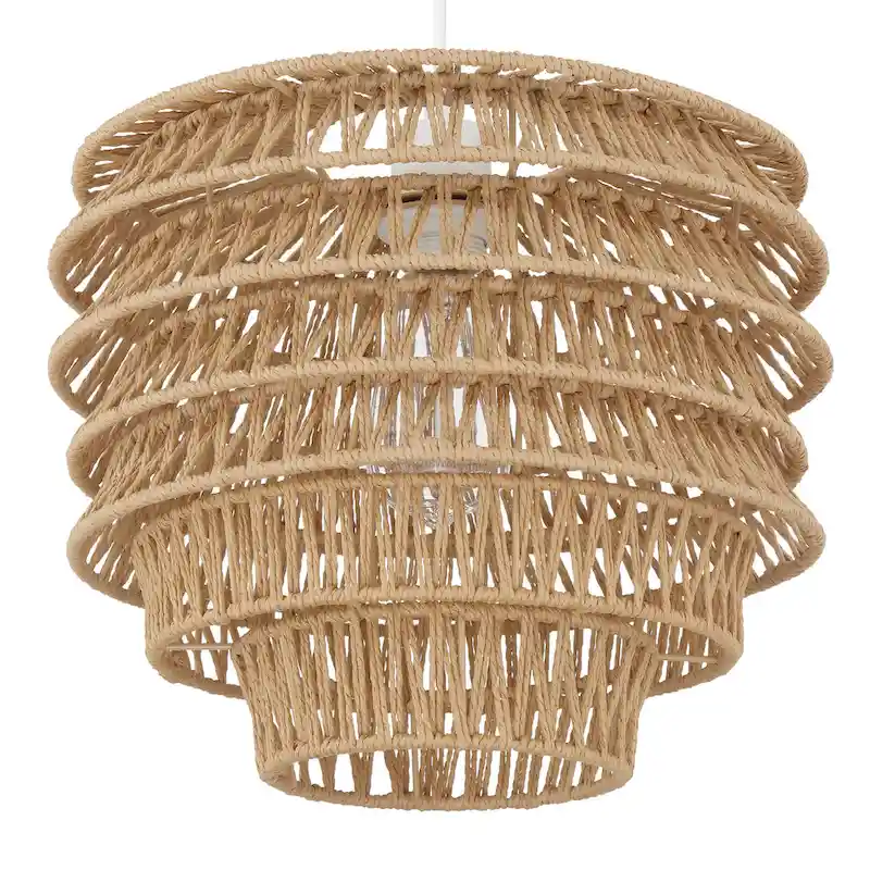 Handwoven Paper Rope and Metal Ceiling Pendant Lamp - 13.4 L x 13.4 W x 15.2 H