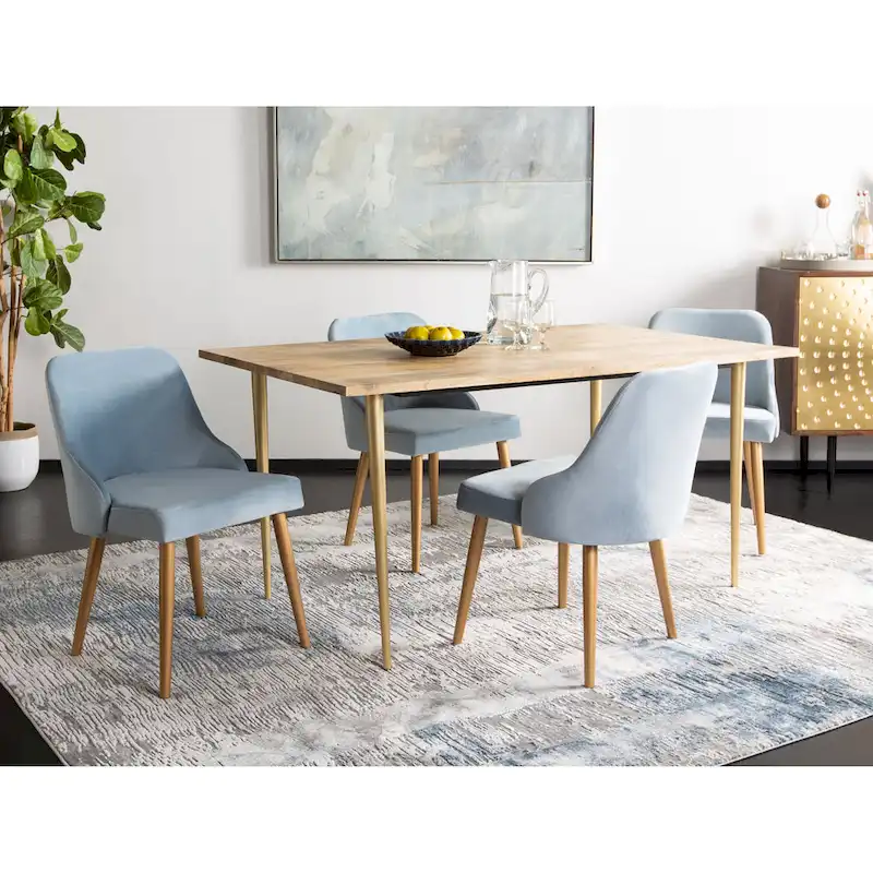 SAFAVIEH Nobie 18.3  Upholstered Dining Chair - Grey / Gold (Set of 2) - 21  x 22  x 31  - 21Wx22Dx31H