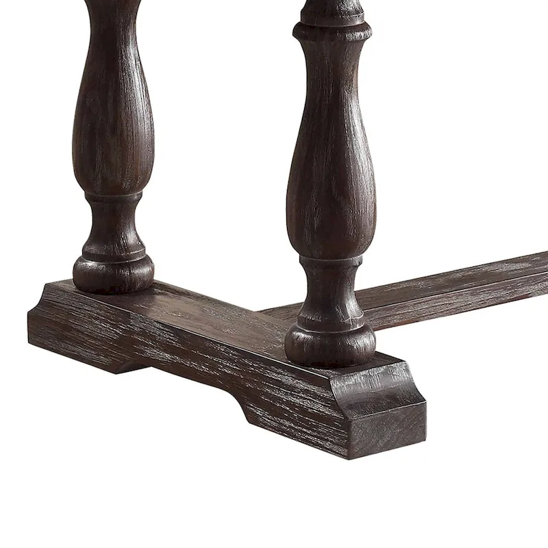 Wooden Dining Table with Marble Top , White and Brown