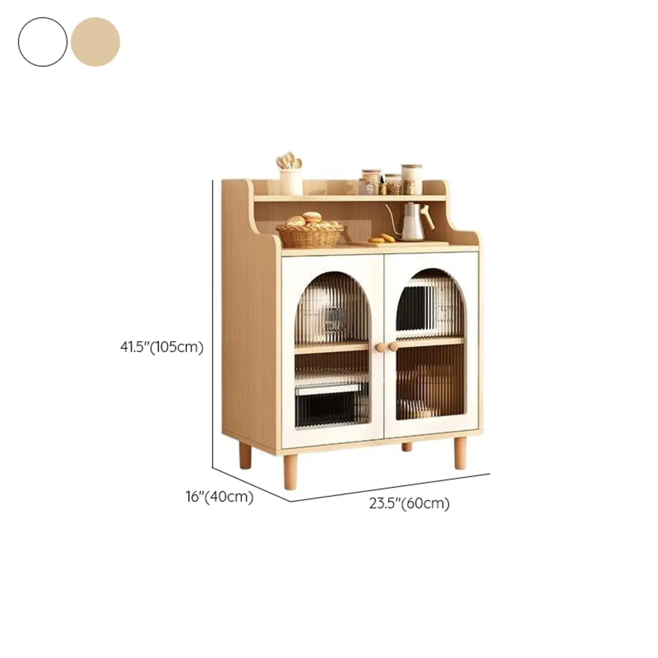 Kitchen Natural Wood Open Shelving 3-Drawer Sideboard