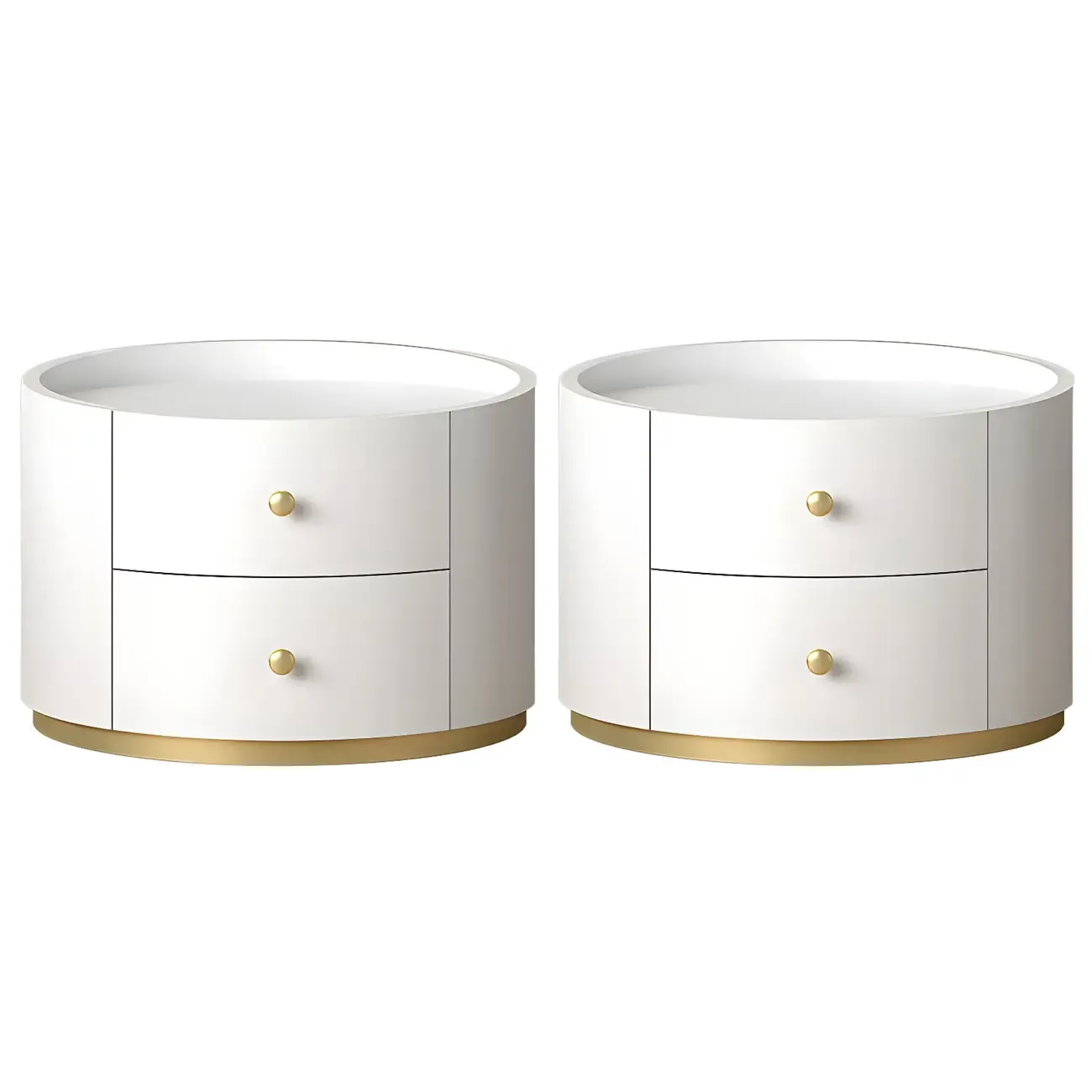 Glam Manufactured Wood Round 2-Drawer Nightstand