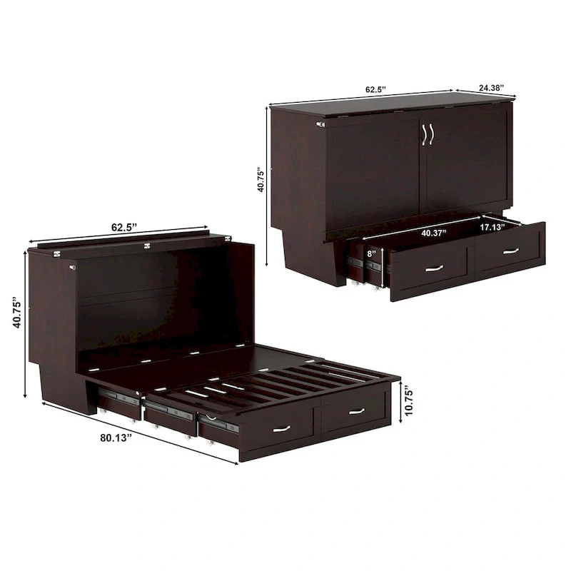 Chelsea Queen Murphy Bed Chest with Mattress