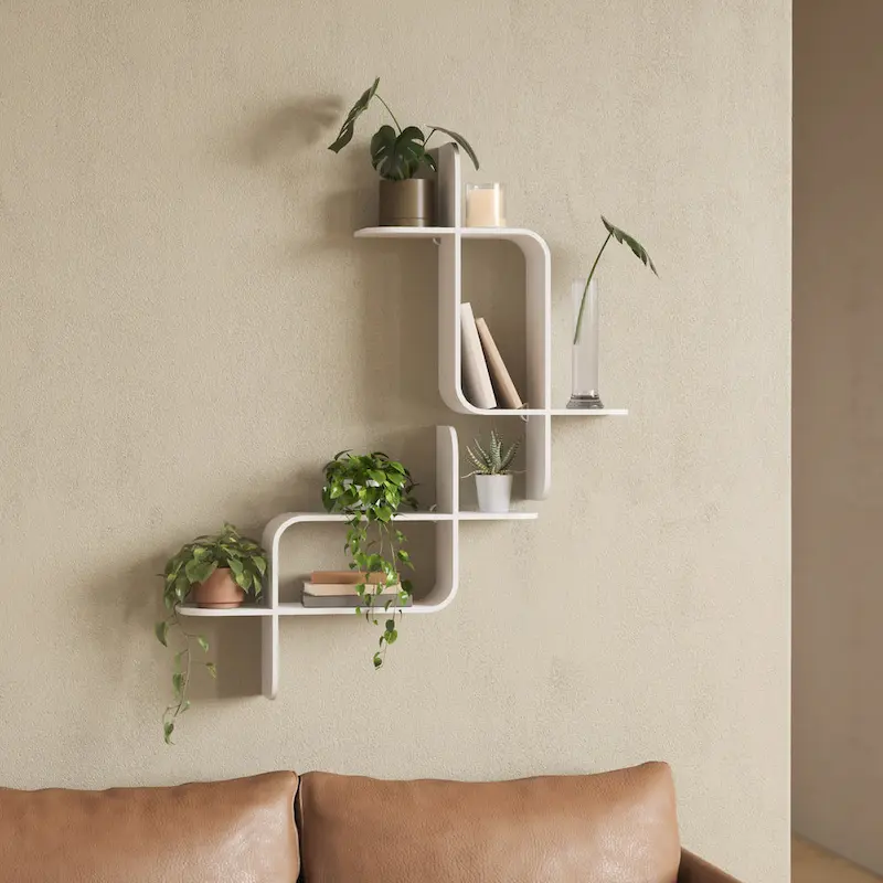 Geometric Bentwood Wall Shelf