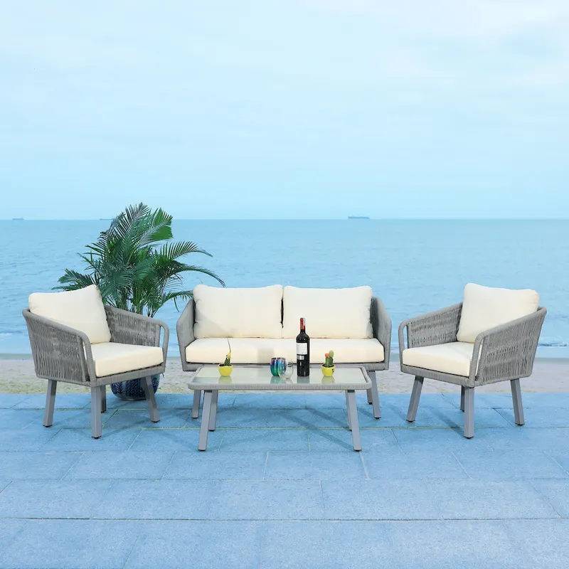 SAFAVIEH Outdoor Kerson 4-Piece Rope Patio Set - 53W x 26D x 28H
