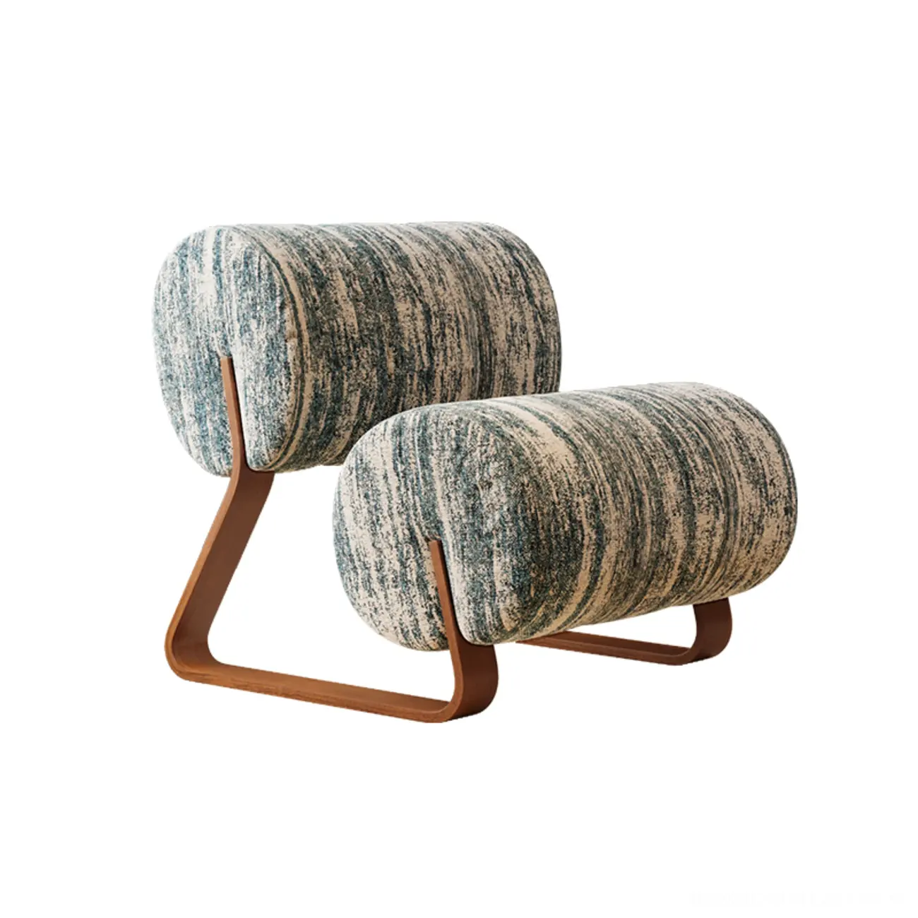 Mid-Century Modern Sherpa Armless Accent Chair with Metal Base