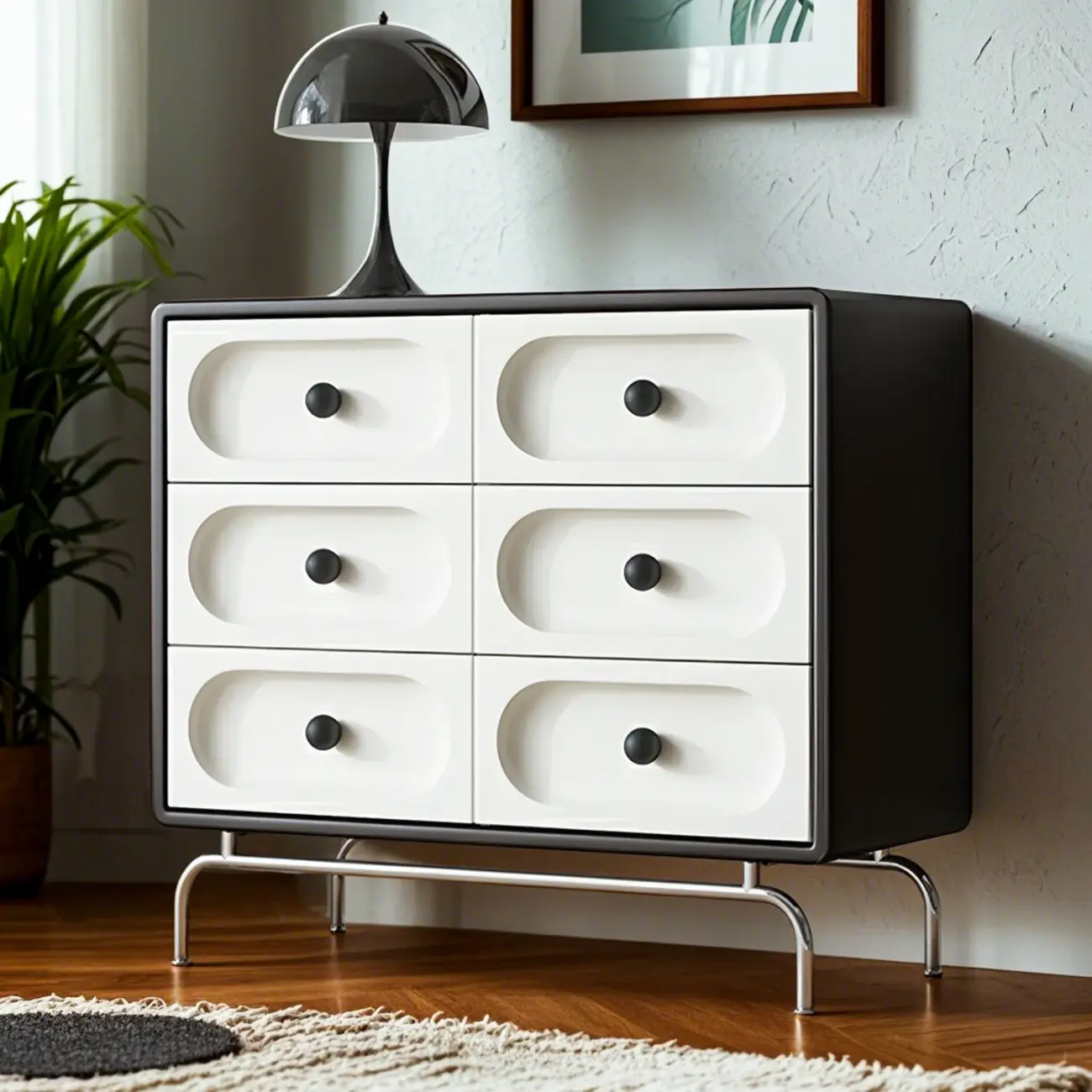Stylish White Wooden Double Dresser with Soft-Close Drawers
