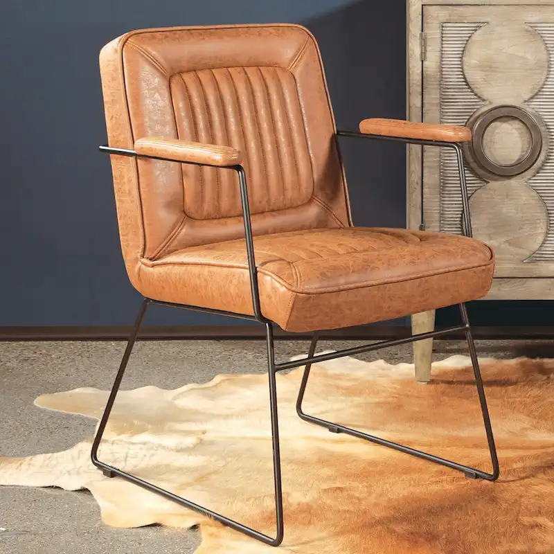 Faux Leather Accent Chair, Sled Base, Single Seat – White / Sand / Navy / Black / Charcoal