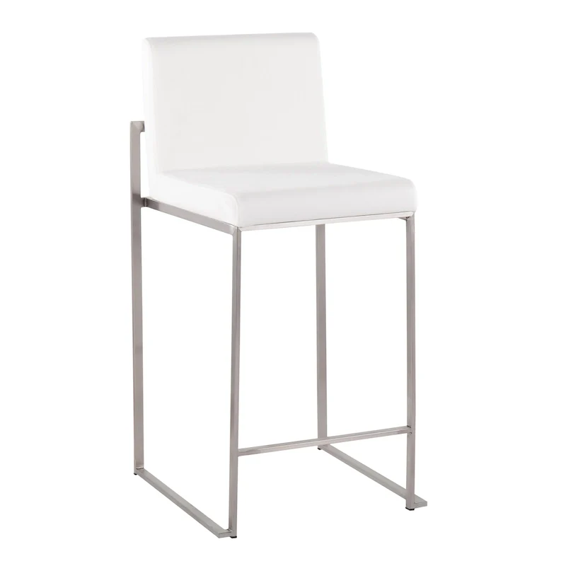 Black/Grey/White High Back Upholstered Counter Stool, Set of 2, 1-Person