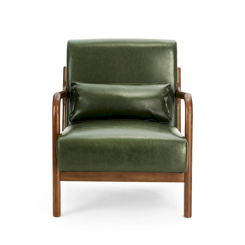 Glitzhome Set of 2 30.75 H Mid-Century Modern PU Leather Accent Chairs with Cushion - 25.75 W x 33.75 D x 30.75 H