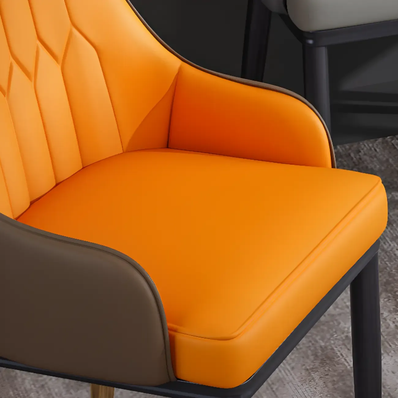 Glam Faux Leather Curved Back Armrest Dining Chair