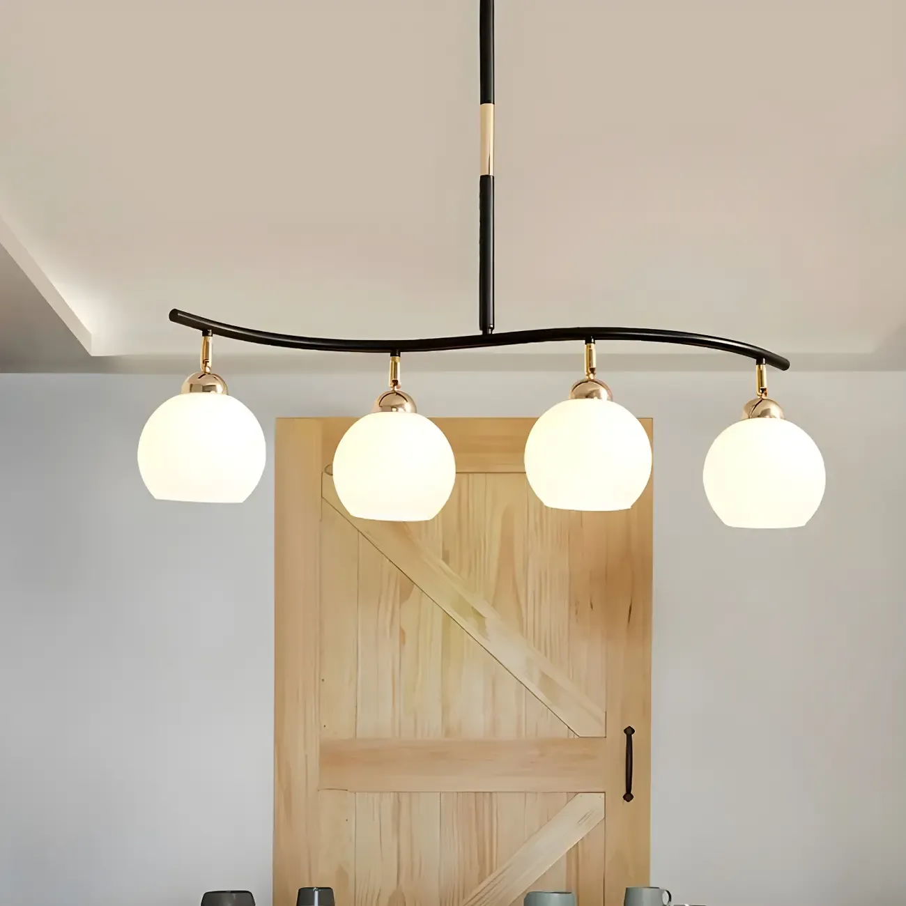 Modern Curved White Glass Dome Semi Flush Track Light