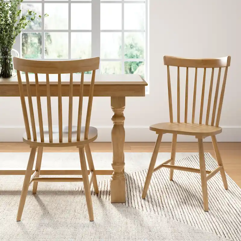 Natural Wood High Back Spindle Dining Chair - 225 lbs Capacity