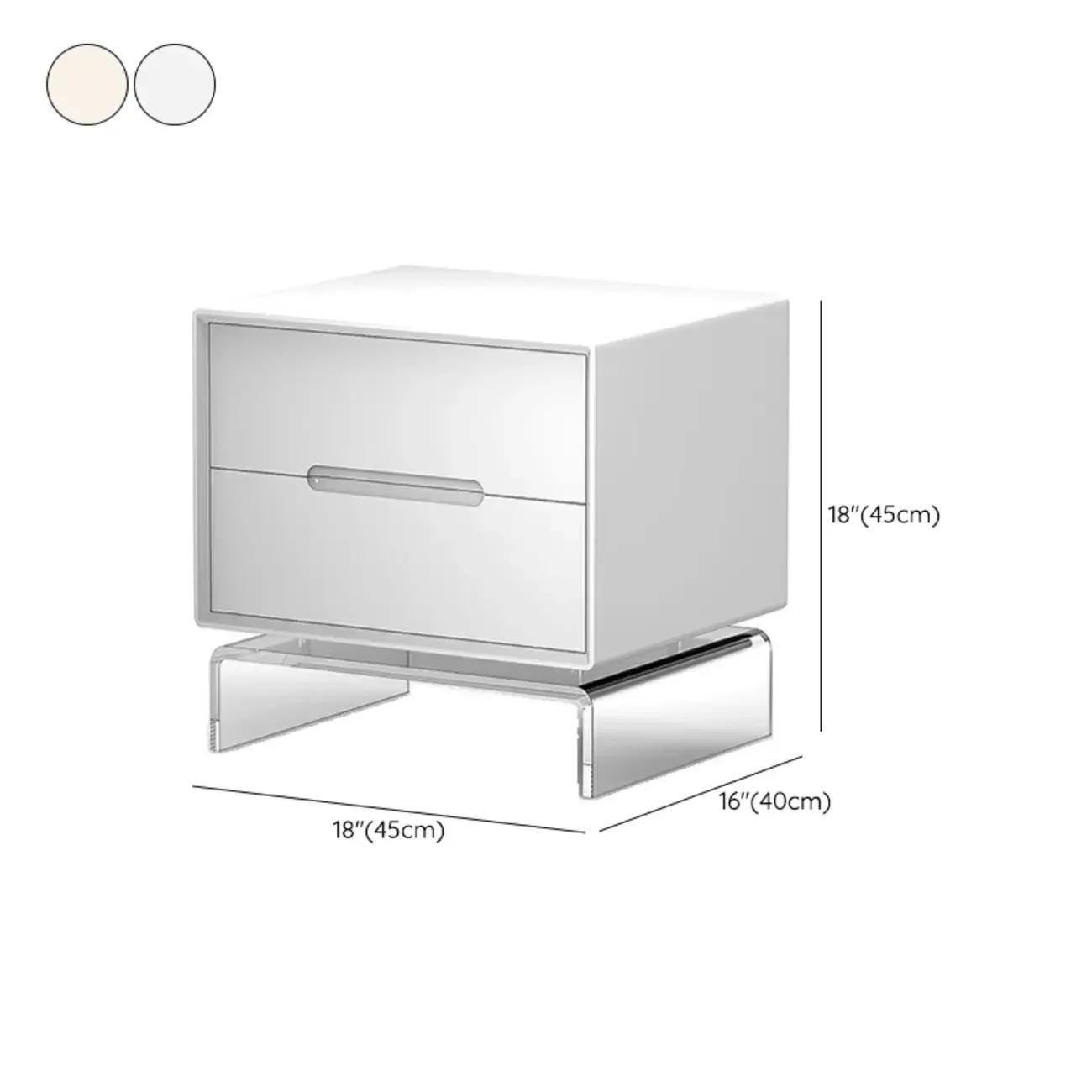 Modern Acrylic Leg Timber White Nightstand with Drawers