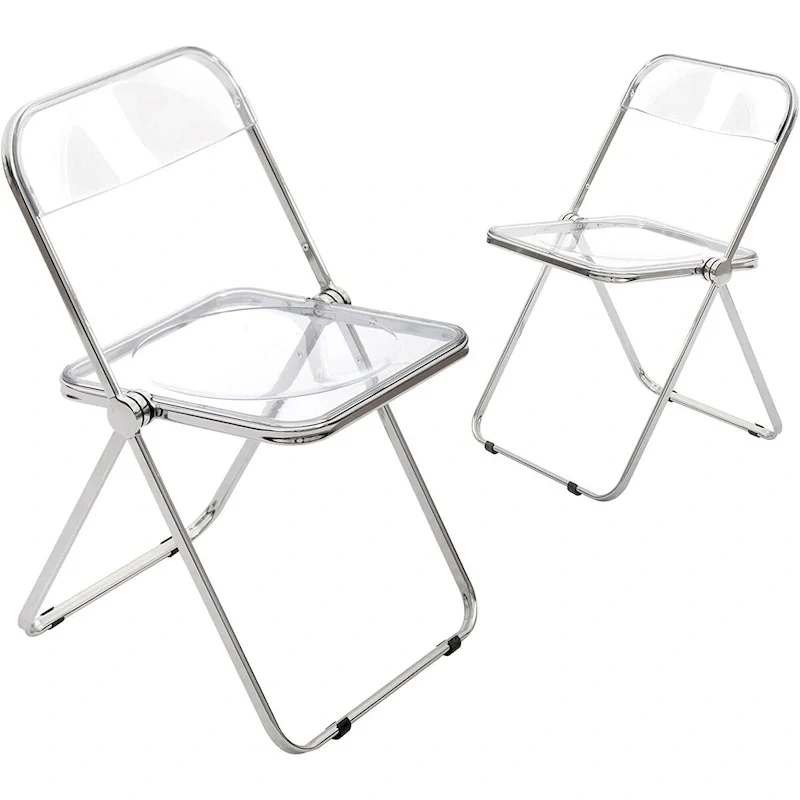 Modern Acrylic Stackable Folding Dining Chair (Set of 2) Transparent