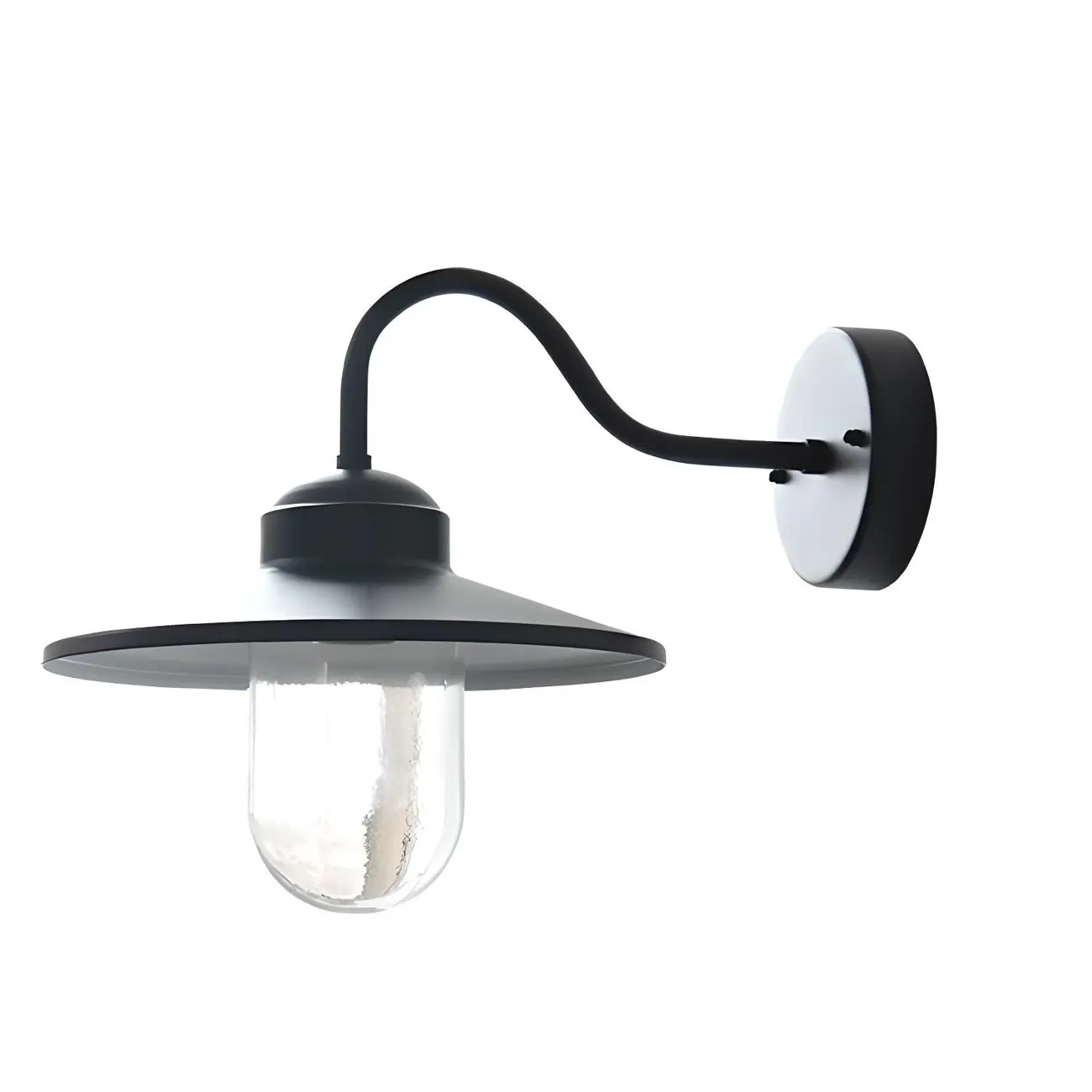 Industrial Gooseneck Down Shade Glass Outdoor Wall Light