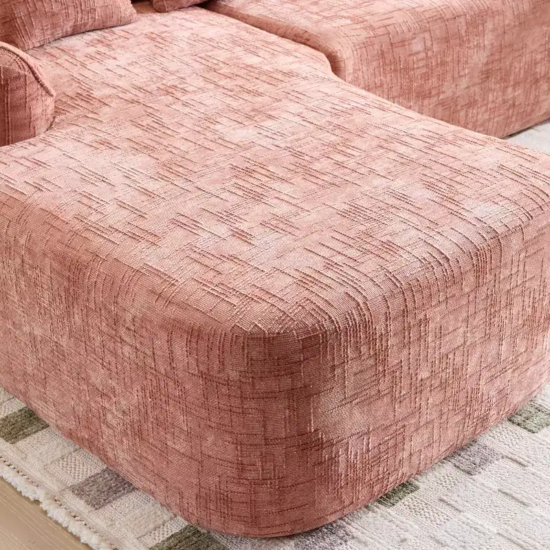 EHMKNP 101 L-Shaped Sectional Sofa with Curved Chaise  Modular Chenille Cloud Couch, No Assembly Required