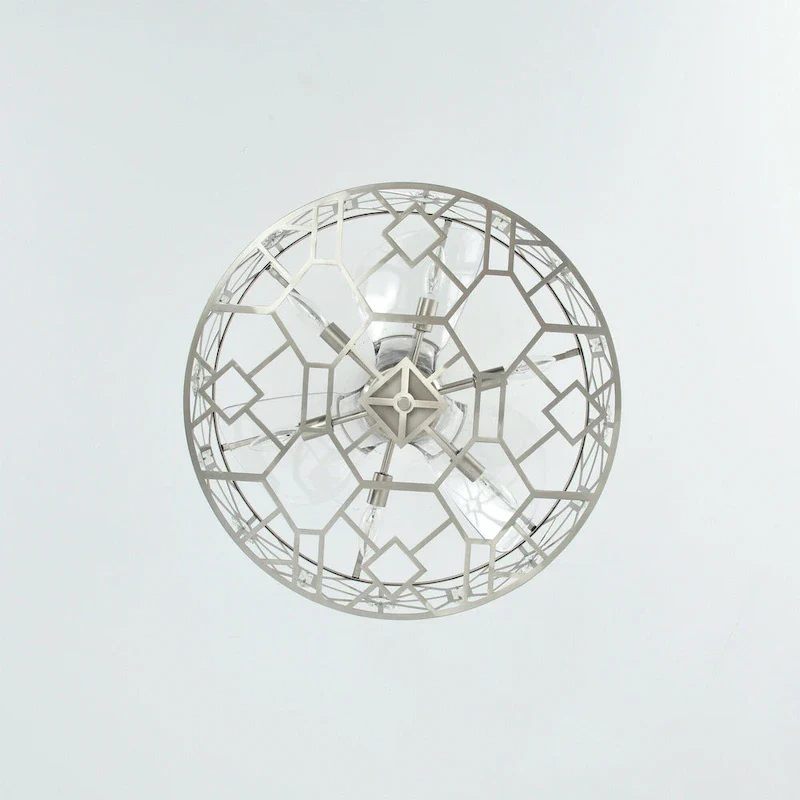 Gio 24 Ince Satin Nickel Finish Glam-Modern Style Crystal Lighted Ceiling Fandelier with Remote