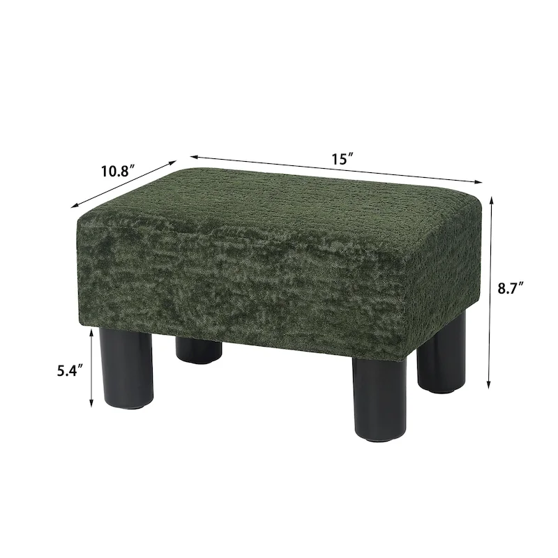 Adeco Small Rectangular Ottoman Modern PU Leather Footrest Stool Chair