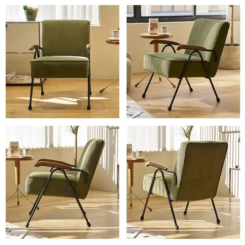 Green Modern 20   High Back Upholstered Accent Chair with Metal Legs