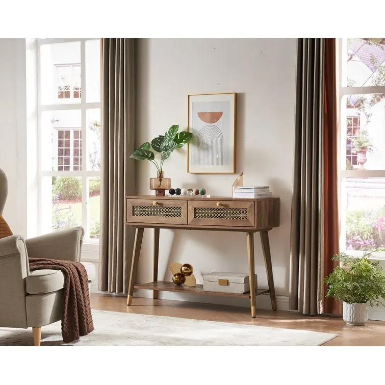 41.9 Wood 2-Drawer Console Table