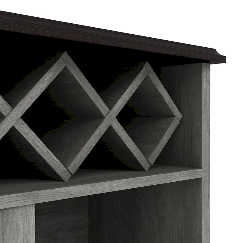 DH BASIC Farmhouse Four Shelf and Four Bottle Lattice-like Wine Buffet by