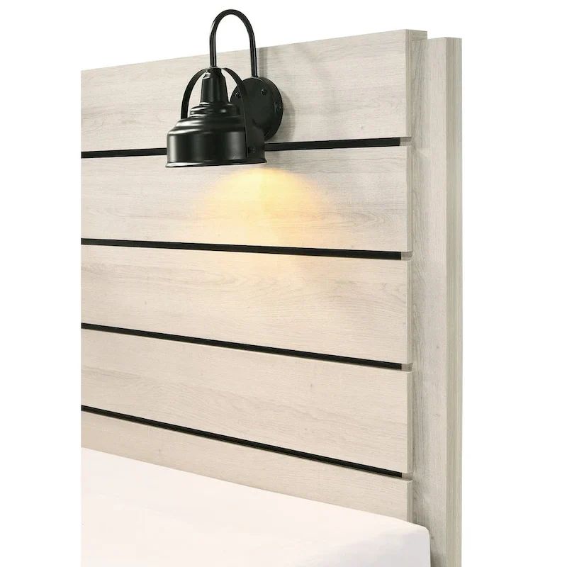 Edyth 5 Piece White LED Panel Bedroom Set