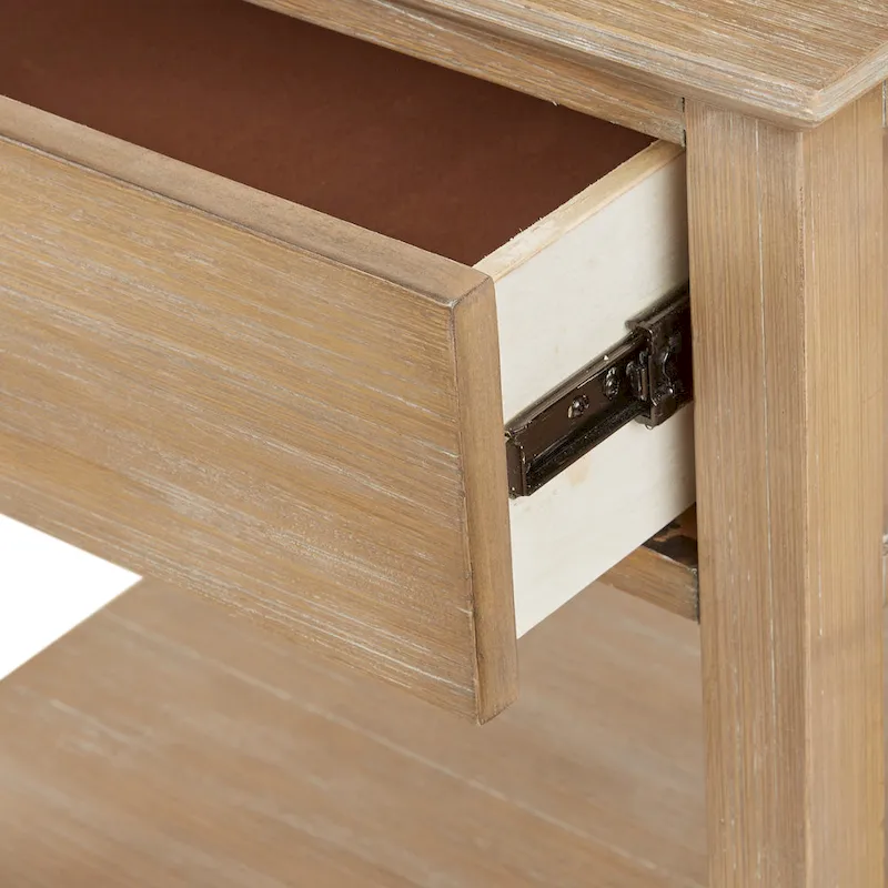 Light Natural Nightstand with Drawer and Shelf