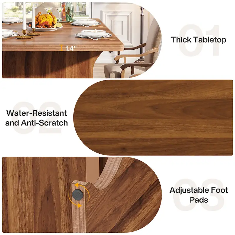 Modern Dining Table, 63Rectangular Kitchen Table Black Dinner Table