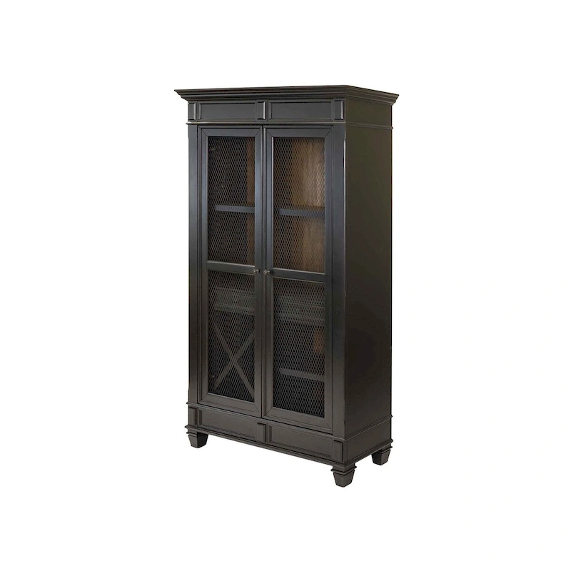 Traditional Wood Kitchen Display Cabinet, Dining Storage, Black