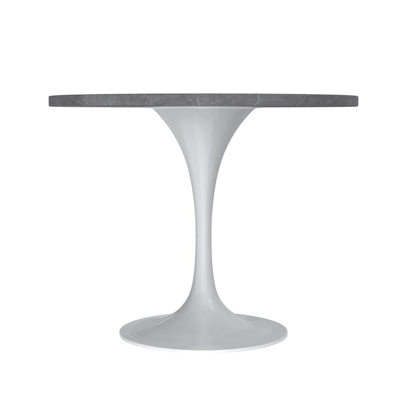 Verve Dining Table with a 36 Round Tabletop in White Steel Pedestal