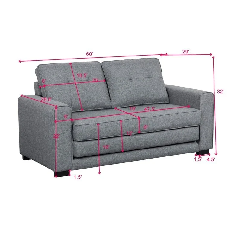 Daisy Modern Fabric Loveseat and Sofa Bed