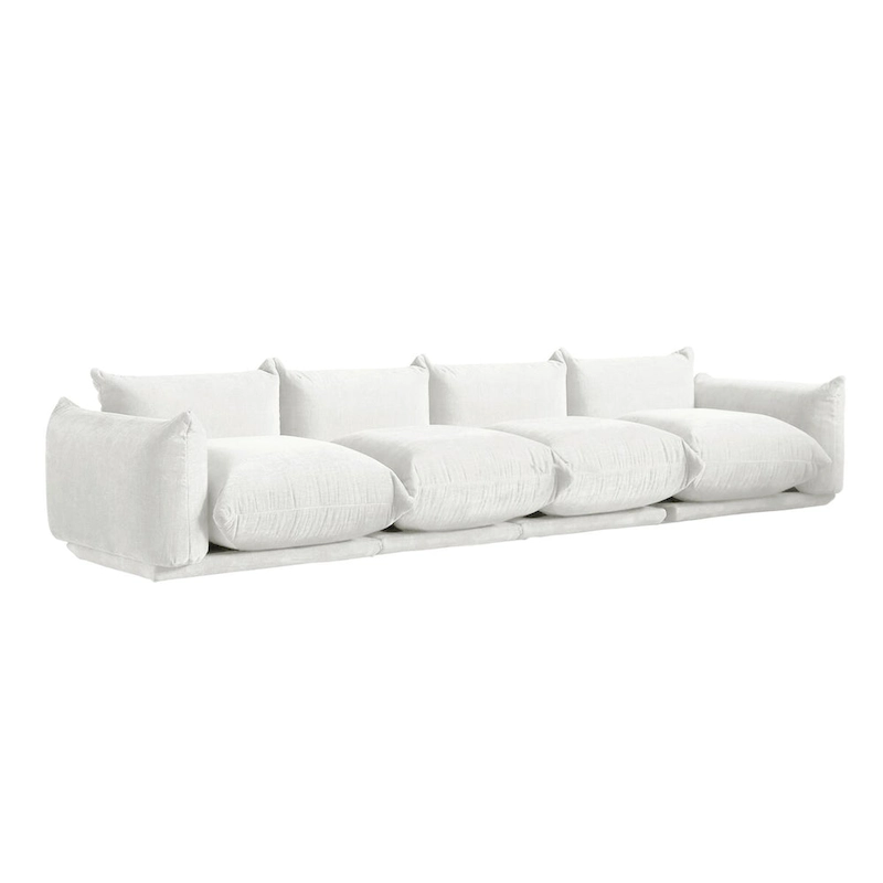 Mid-Century Modern Large 4 Seater Couch, Chenille Sectional Sofa 4 Seats Modular Couches with Thick Cushion
