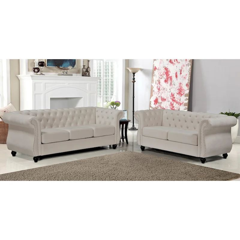 Antoinette Chesterfield 2-Piece Set- Sofa & Loveseat
