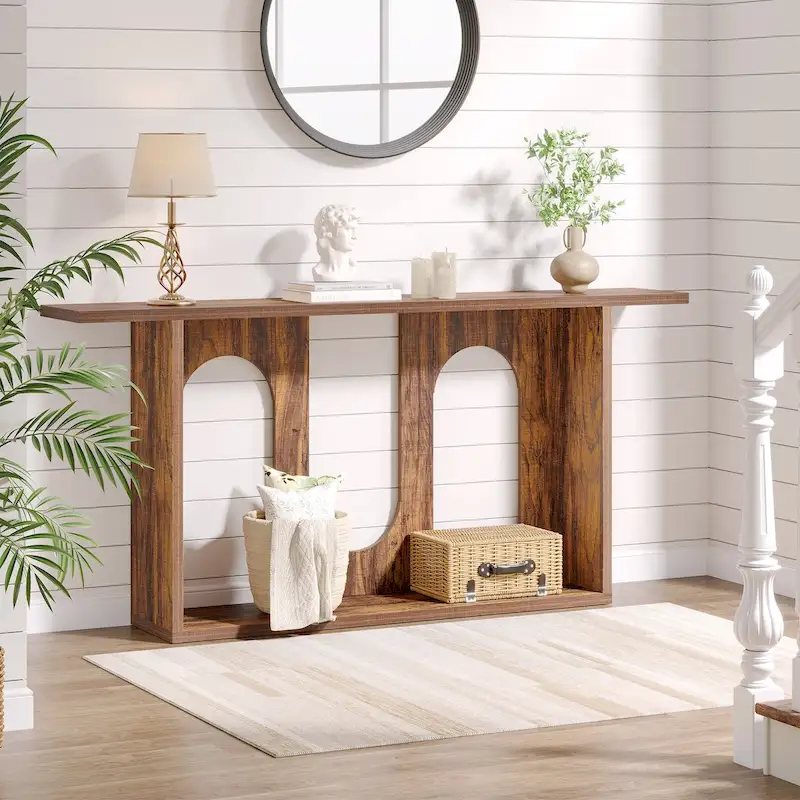 70.9 inch Farmhouse Console Table, Extra Long Entryway Console Table with Storage