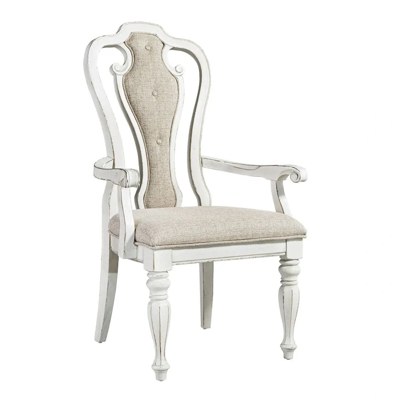 Magnolia Manor Antique White Weathered Bark Splat Back Uph Arm Chair (Set of 2)