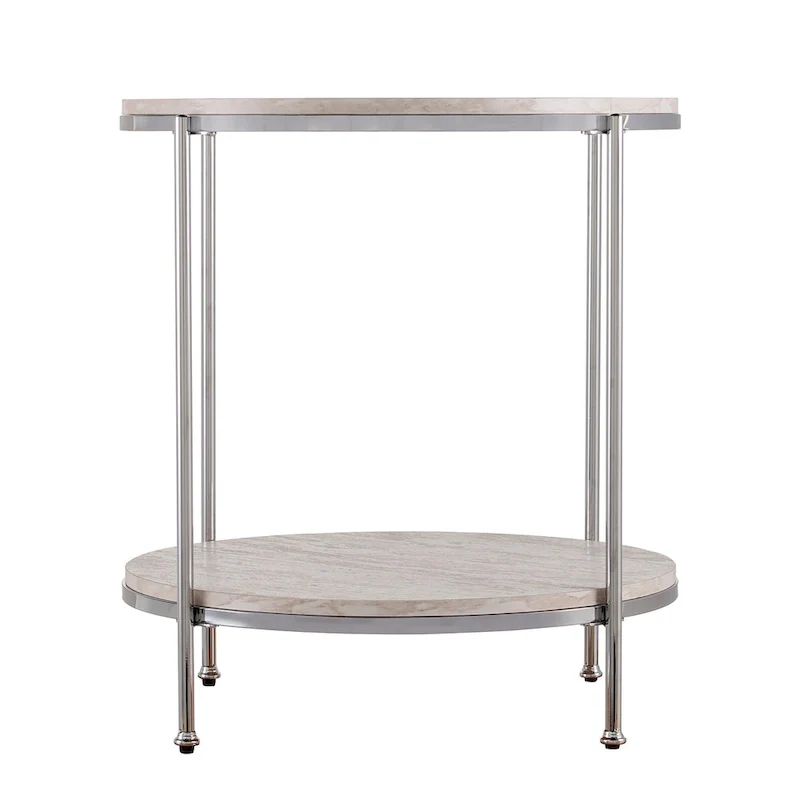 Round Faux Marble Side Table