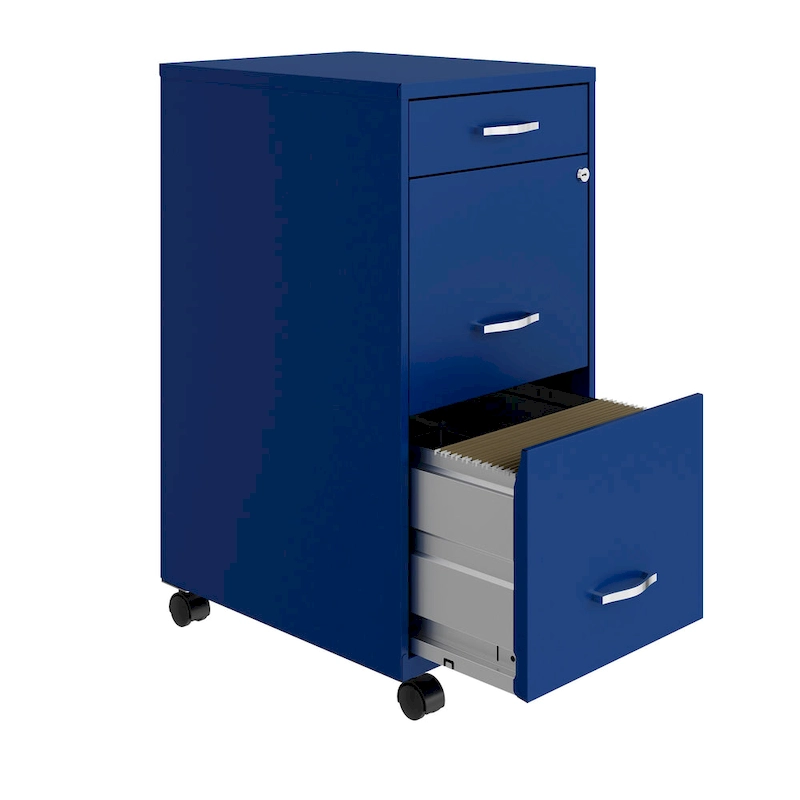 Space Solutions 18 Deep 3 Drawer Mobile File Cabinet, Classic Blue