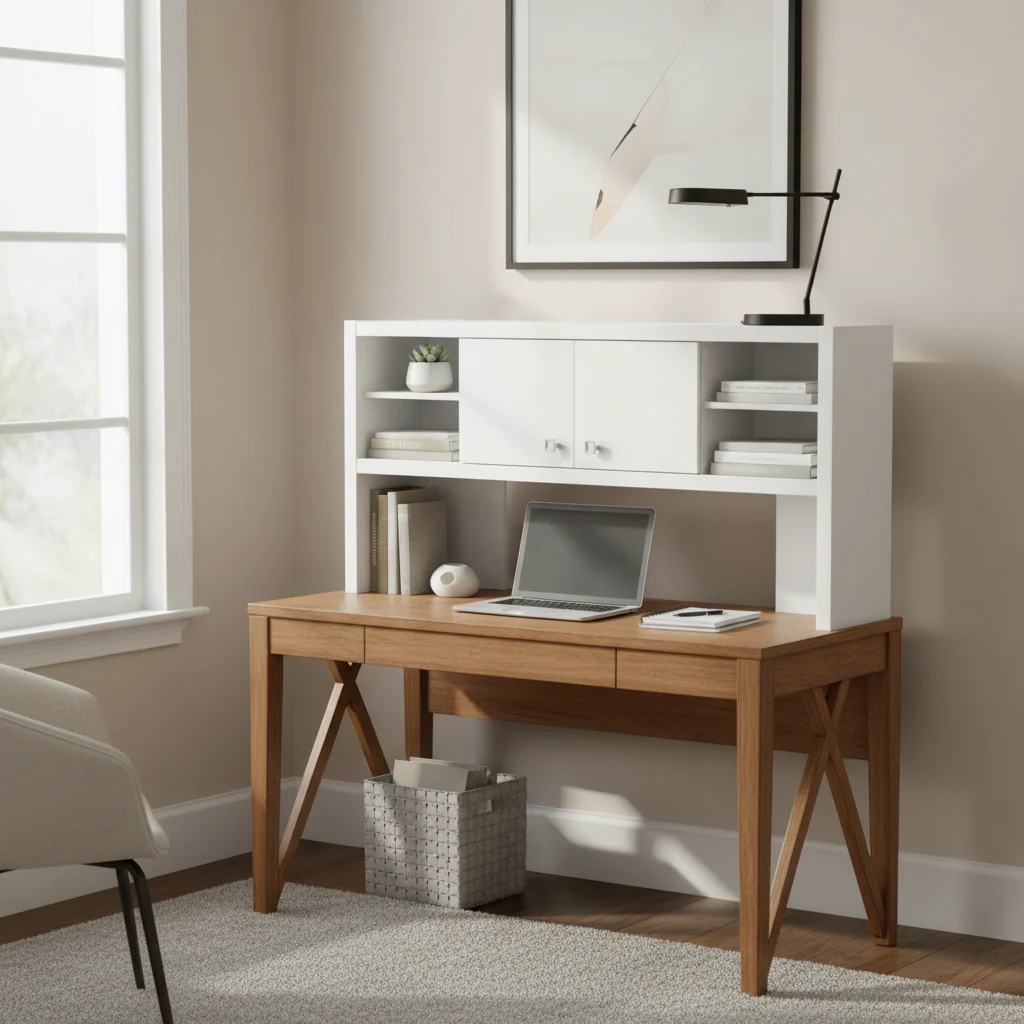 60W Office Storage Hutch with Sliding Doors, Multiple Colors