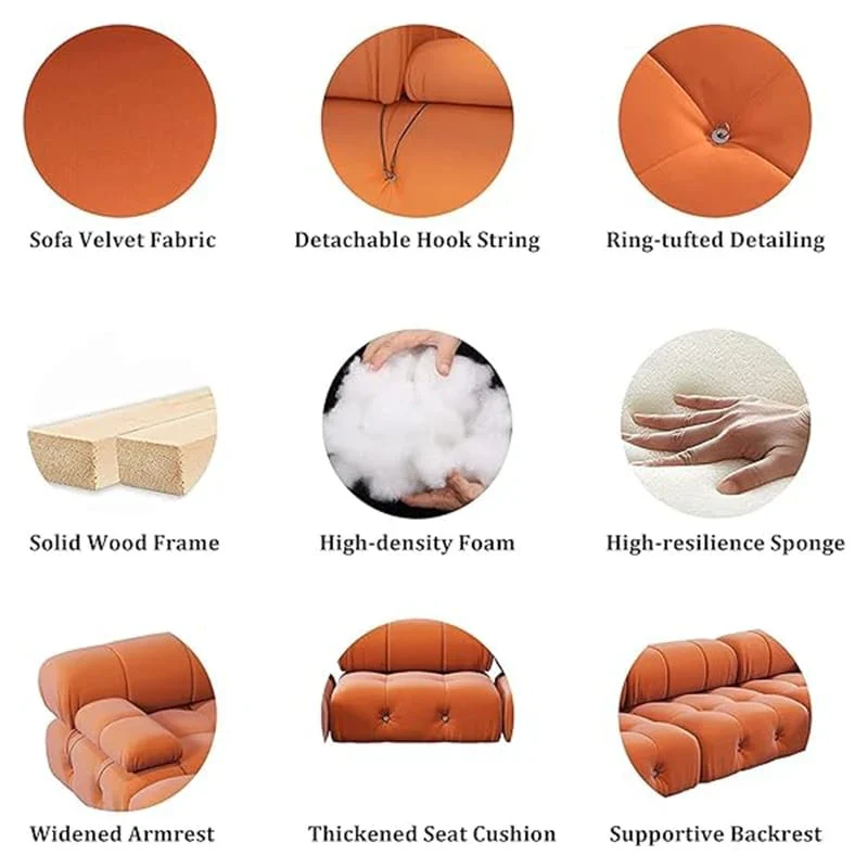 U-shaped Velvet Upholstery Sectional Modern Modular Couch