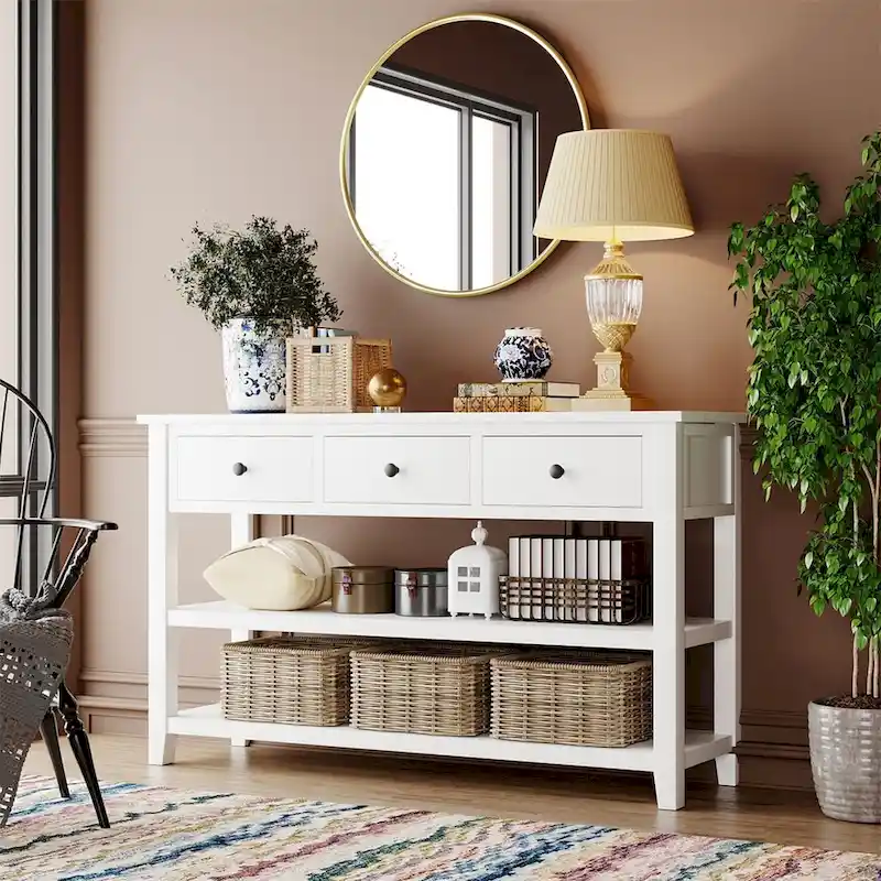 Retro Design Console Table with3 Top Drawers