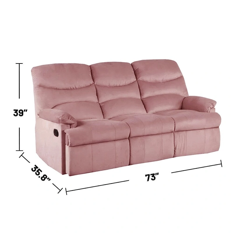 Velvet Upholstered Manual Motion Recliner Sofa