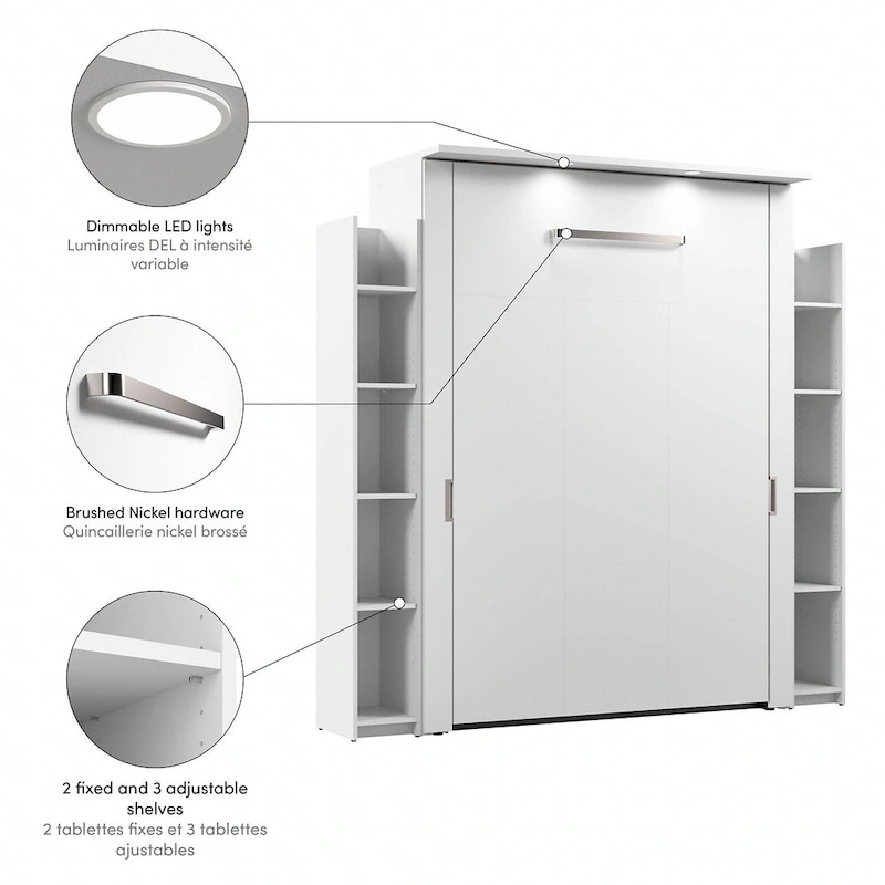 Lumina Full Murphy Bed with Shelves (81W) by Bestar