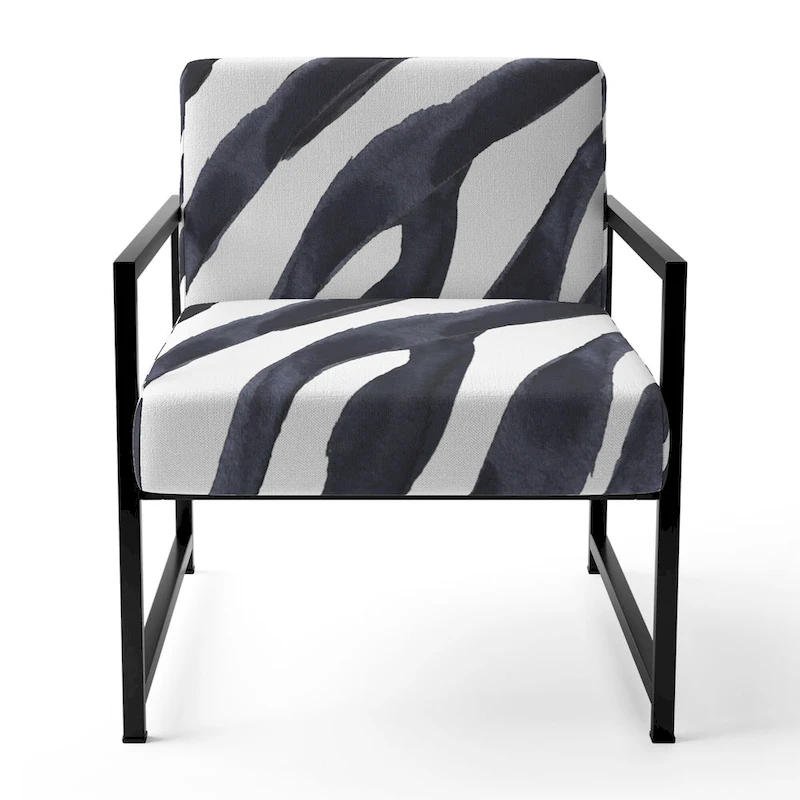 Designart Zebra Striped  Upholstered Cabin & Lodge Accent Chair and Arm Chair